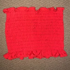 bright red tube top
